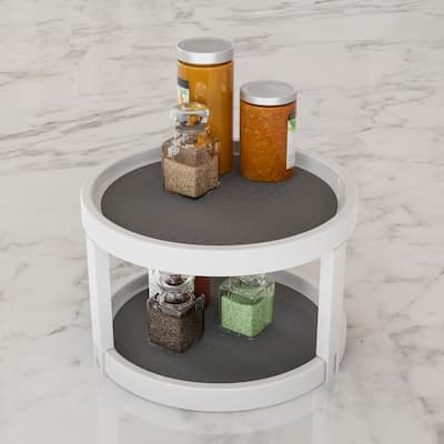 Lazy Susan- 9.75 Inch Diameter Plastic Round Turntable Kitchen, Pantry and Vanity Organizer with Non-Skid Liner by Lavish Home