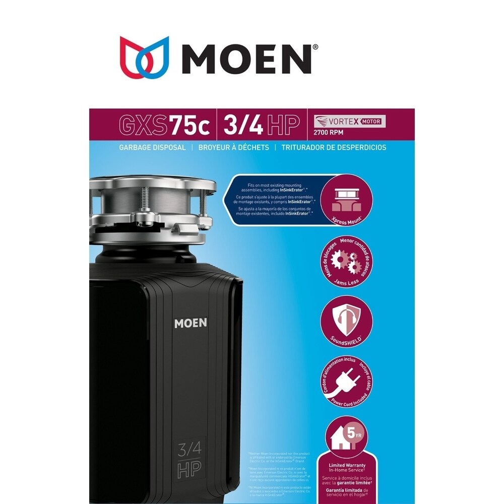 MOEN Prep Series 1/2 HP Continuous Feed Garbage Disposal, 51 OFF