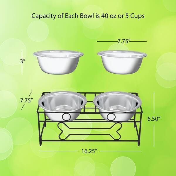Shop Petmaker 40 Ounce Each 2 Bowl Stainless Steel Elevated