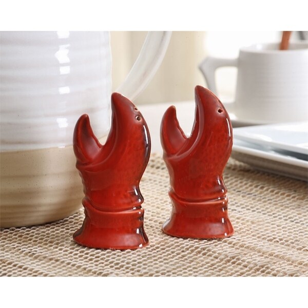 Ceramic Lobster Salt and Pepper Shakers Red Porcelain 