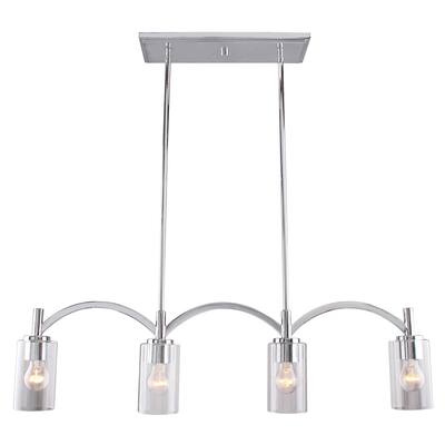 Eglo Devora 4-Light Linear Pendant with Chrome Finish and Clear Glass
