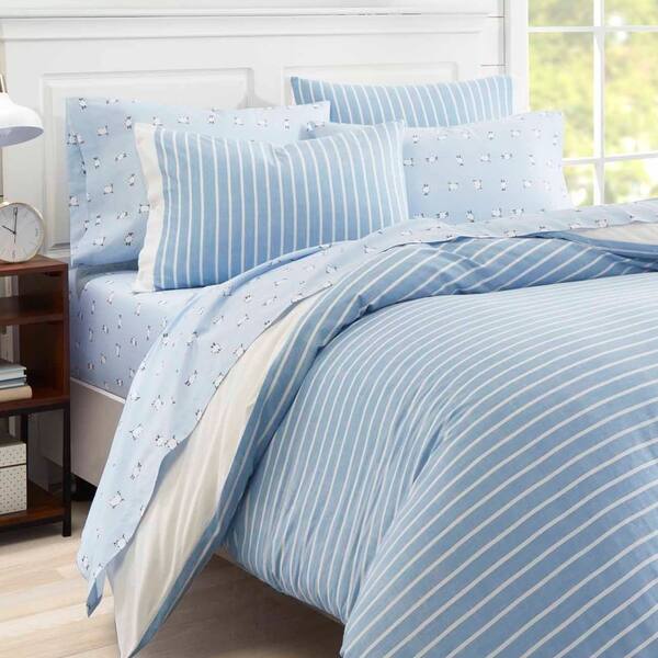 Shop Poppy Fritz Lexington Stripe Blue Duvet Cover Set On Sale