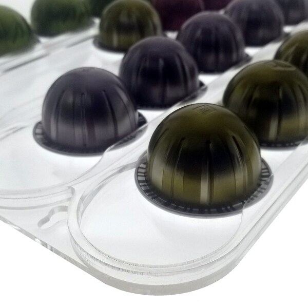 ACRYLIC WALL MOUNTED NESPRESSO VERTUOLINE CAPSULE ORGANIZER-HOLDS 20 COFFEE PODS