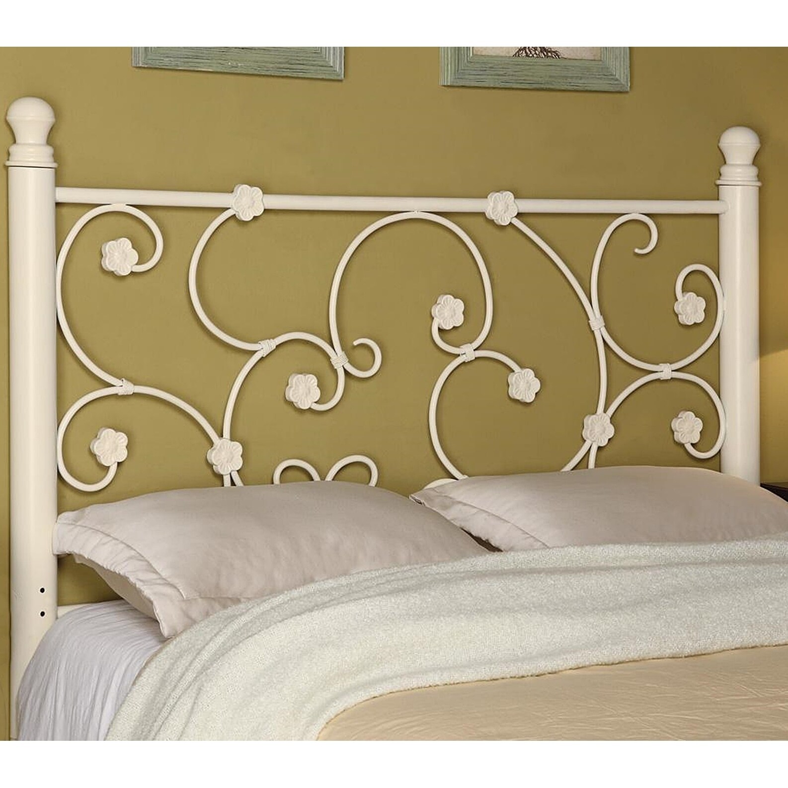 Riverdale Flourishing Full Queen White Metal Headboard Overstock 27781590