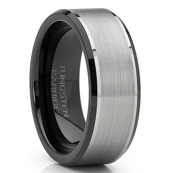 Ultimate Metals Co 9MM Mens Black Brushed Tungsten Carbide Ring Wedding Band
