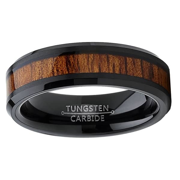 Prime Pristine Titanium Wedding Band Ring 8mm Flat Hawaiian Koa Rosewood Inlay Ring Prime Pristine Titanium Wedding Band Ring 8mm Flat Hawaiian Koa Rosewood Inlay Ring