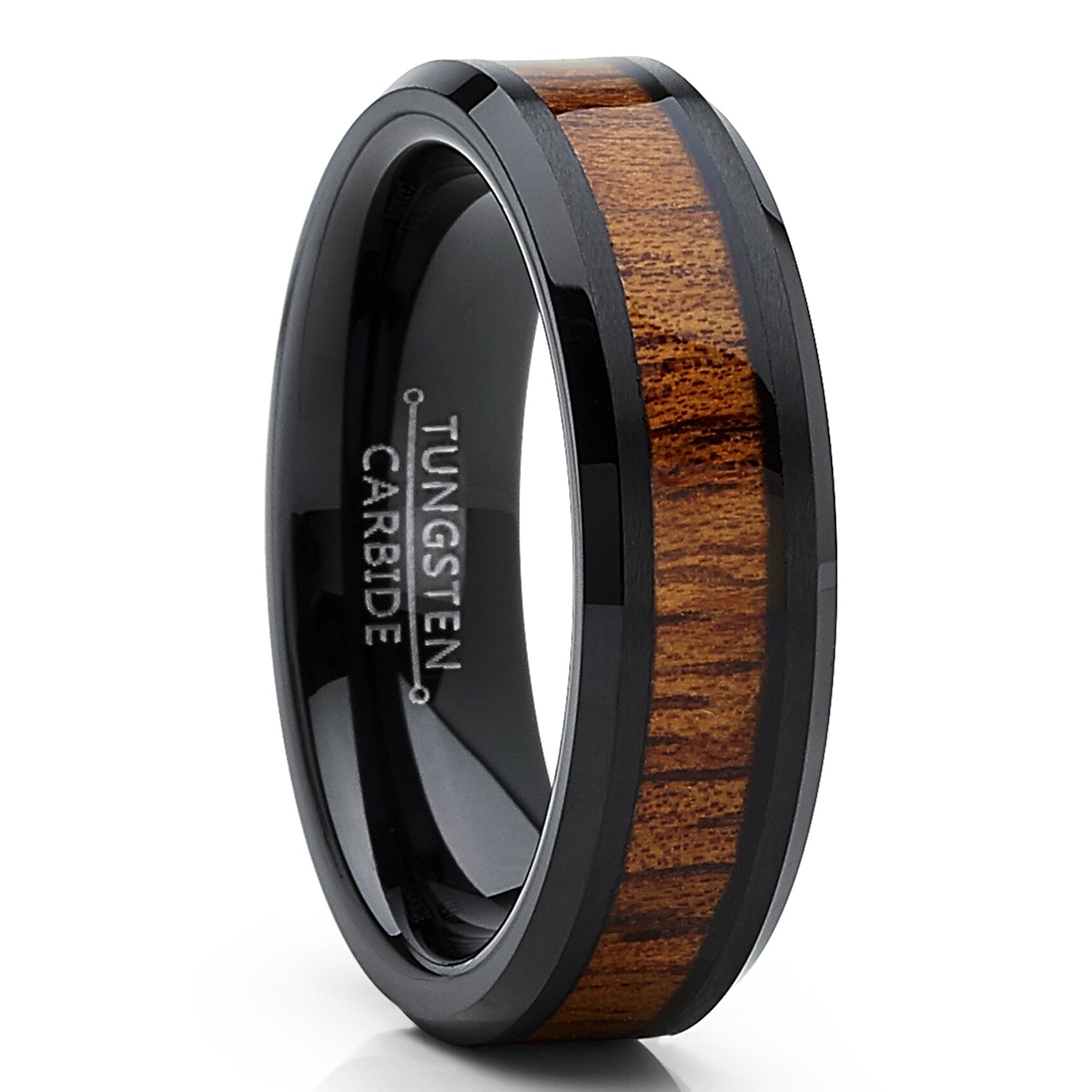Prime Pristine Titanium Wedding Band Ring 8mm Flat Hawaiian Koa Rosewood Inlay Ring Prime Pristine Titanium Wedding Band Ring 8mm Flat Hawaiian Koa Rosewood Inlay Ring