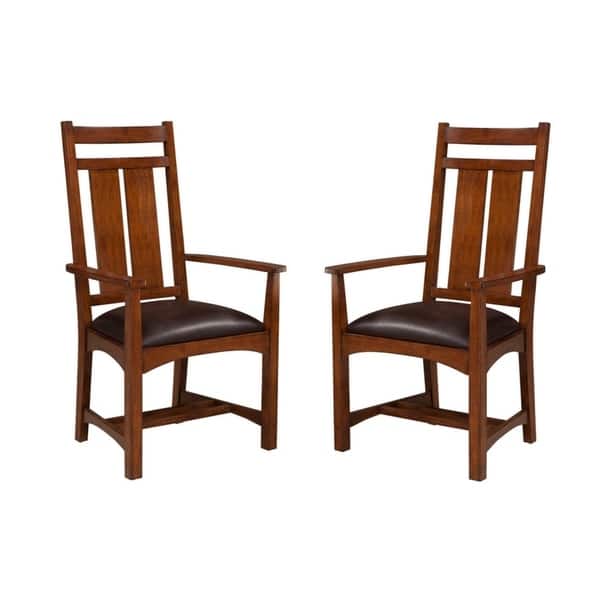 Copper Grove Haiphong Mission Wide Slats Arm Chairs (Set of