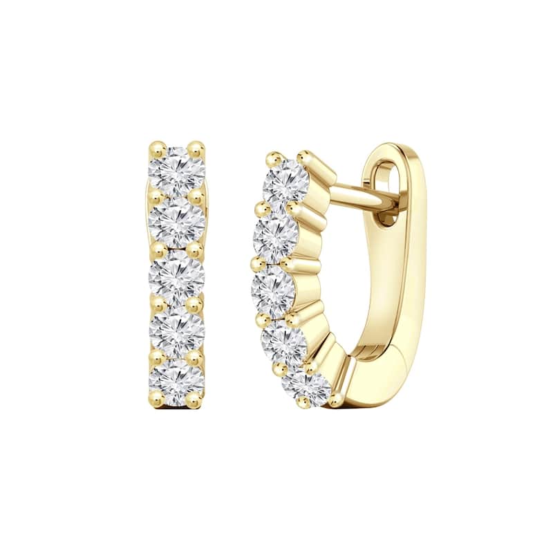 Auriya 1/2ctw Small Diamond Hoop Earrings 14K Gold - 0.43-inch (H-I, I1-I2) - Yellow Gold