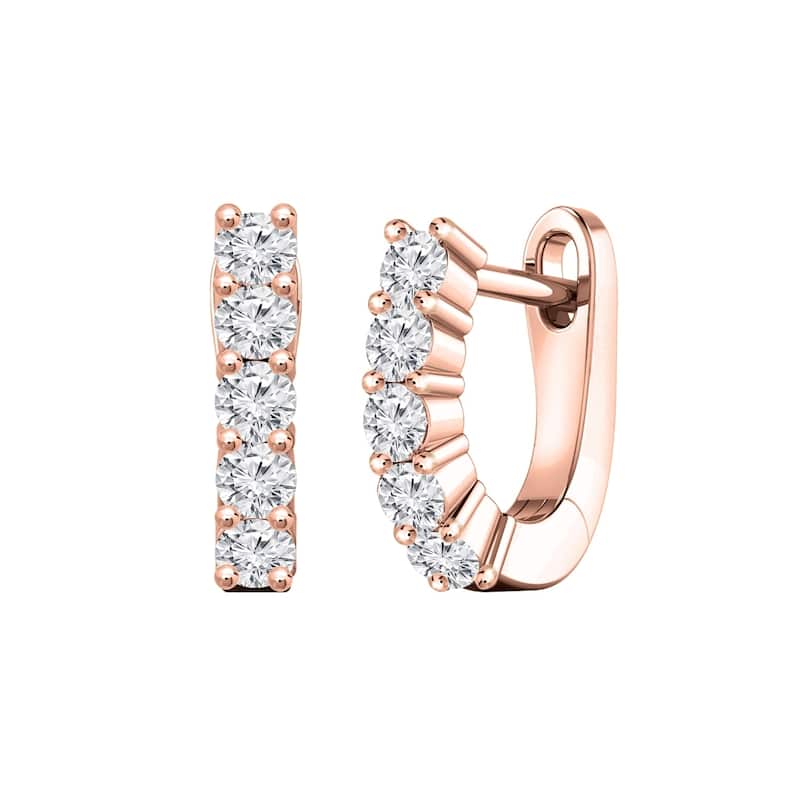 Auriya 1/2ctw Small Diamond Hoop Earrings 14K Gold - 0.43-inch (H-I, I1-I2) - Rose Gold