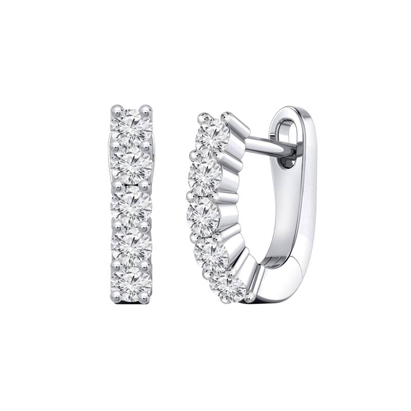 Auriya 1/2ctw Small Diamond Hoop Earrings 14K Gold - 0.43-inch (H-I, I1-I2) - White Gold