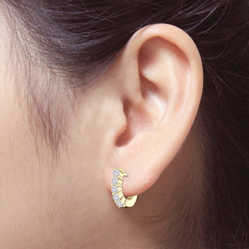 Auriya 1/2ctw Small Diamond Hoop Earrings 14K Gold - 0.43-inch (H-I, I1-I2)