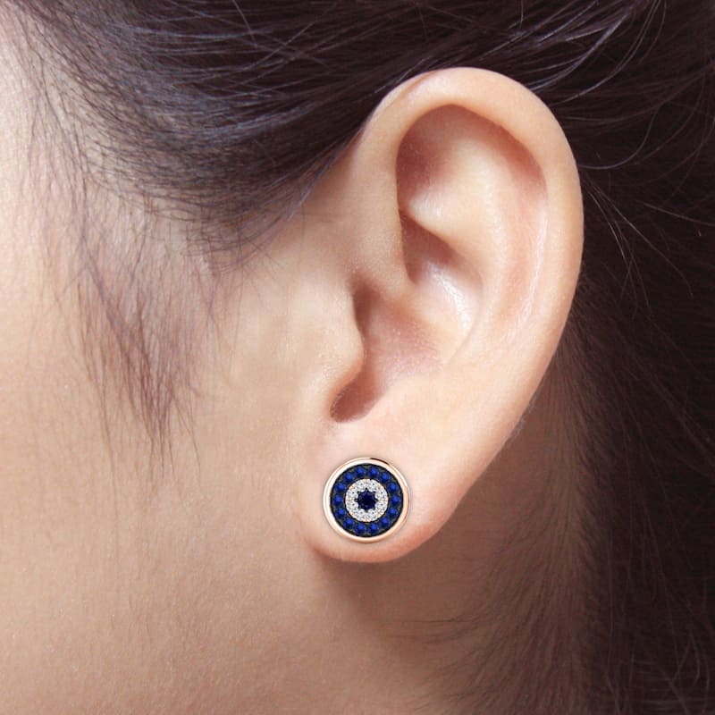 Auriya Round 1/3ct Micro Sapphire and Diamond Accent Stud Earrings 14k Gold