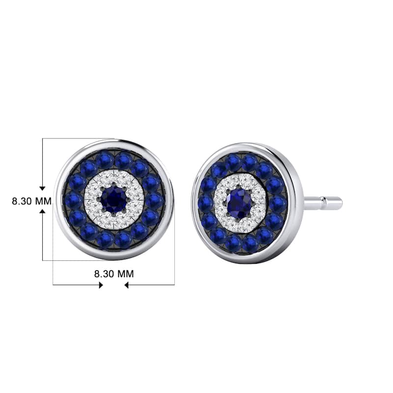 Auriya Round 1/3ct Micro Sapphire and Diamond Accent Stud Earrings 14k Gold