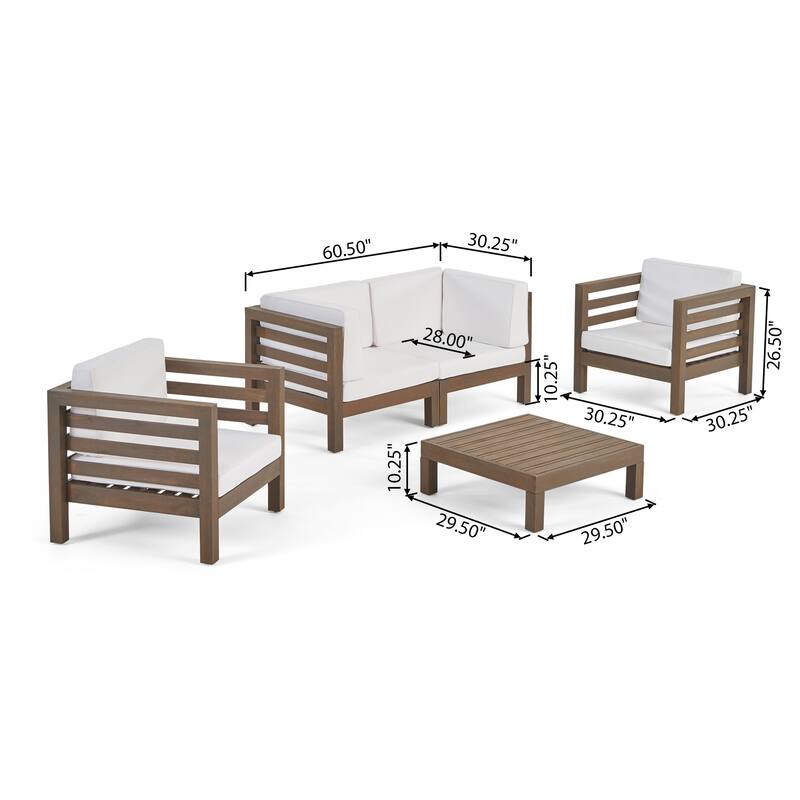 Oana Outdoor 4-seat Acacia Loveseat Chat Set with Cushions by Christopher Knight Home
