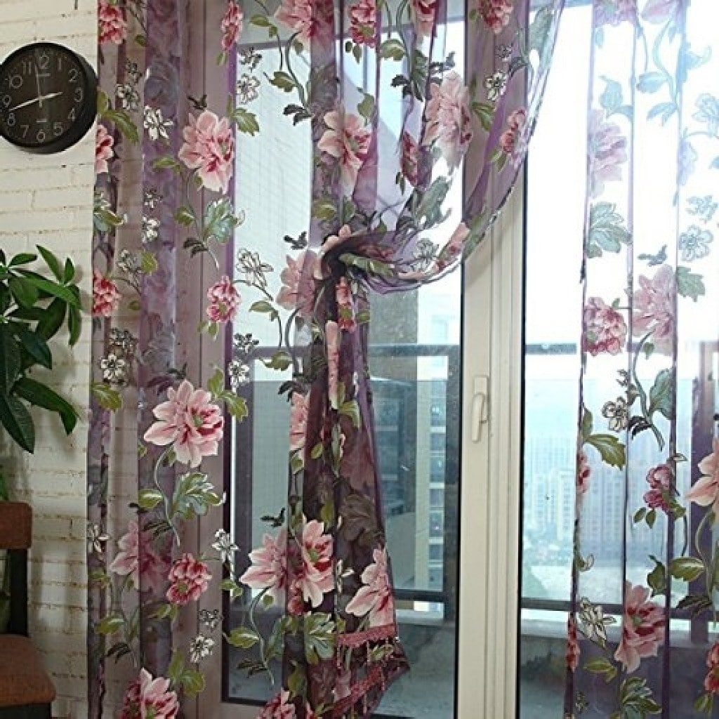 Verena Floral Indoor/Outdoor Sheer Velcro Tab Top Window Curtain Panel - On  Sale - Bed Bath & Beyond - 31248024