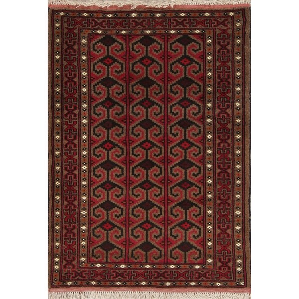 Balouch Geometric Handmade Wool Persian Oriental Area Rug - 3'8" x 2'8"
