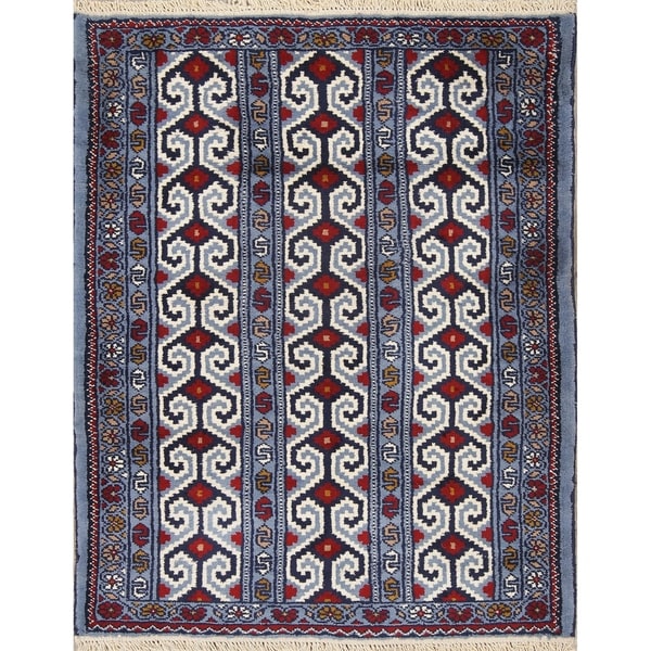 Balouch Geometric Handmade Wool Persian Oriental Area Rug - 4'1" x 3'0"