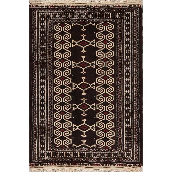 Balouch Geometric Handmade Wool Persian Oriental Area Rug - 3'10" x 2'8"
