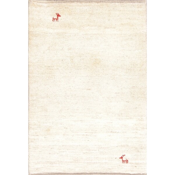 One of a Kind Gabbeh Solid Handmade Wool Persian Oriental Area Rug - 4'9" x 2'7"