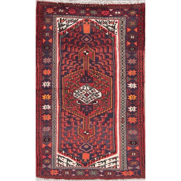 Hamedan Geometric Handmade Wool Persian Oriental Area Rug - 4'9" x 2'11"