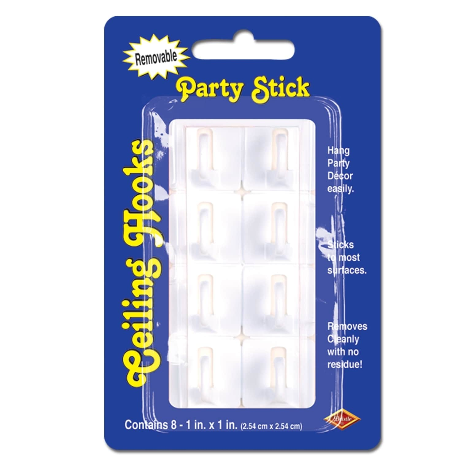 Beistle 1 X 1 Removable Adhesive Party Stick Ceiling Hooks 12 Pack 8 Pkg