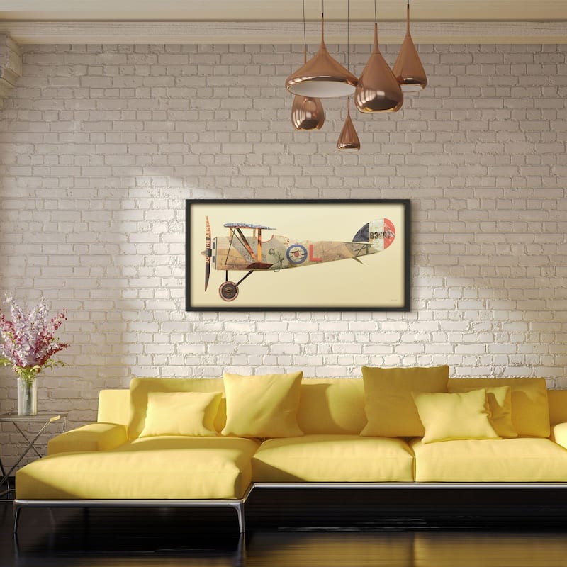 "Antique Biplane #1" Alex Zeng's dimensional collage, under glass & a black shadow box frame