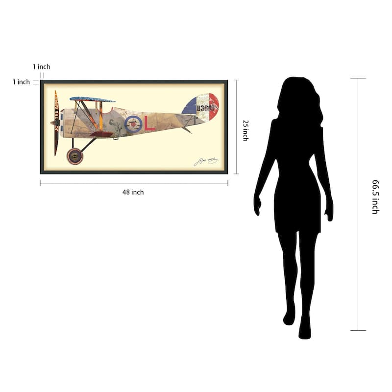 "Antique Biplane #1" Alex Zeng's dimensional collage, under glass & a black shadow box frame