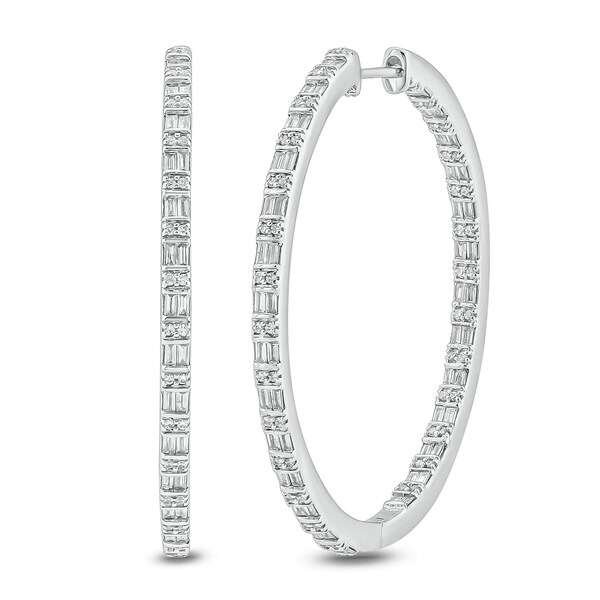 Cali Trove 1ct TDW Hoop Earring In10 KT White Gold