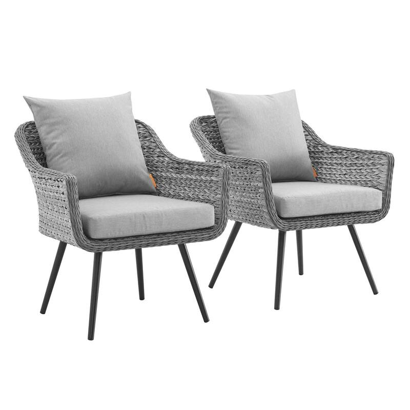 Endeavor Armchair Outdoor Patio Wicker Rattan Set of 2 - Gray Gray
