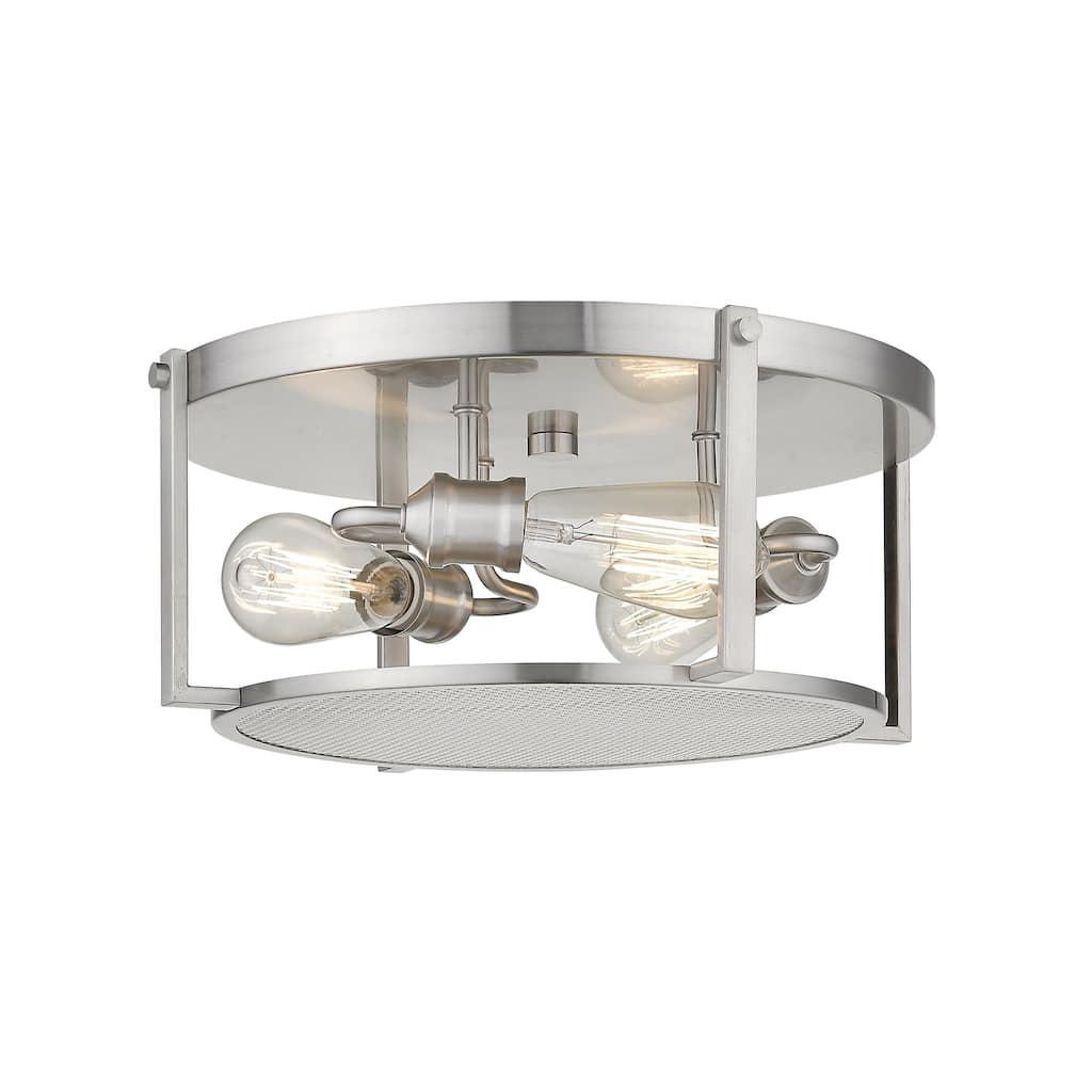 Halycon 3 Light Flush Mount in Brushed Nickel - Silver