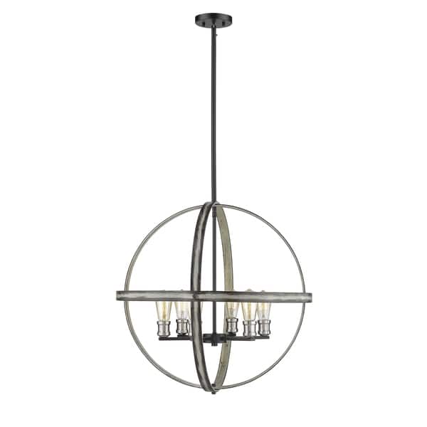 slide 2 of 2, Kirkland 6 Light Pendant in Ashen Barnboard