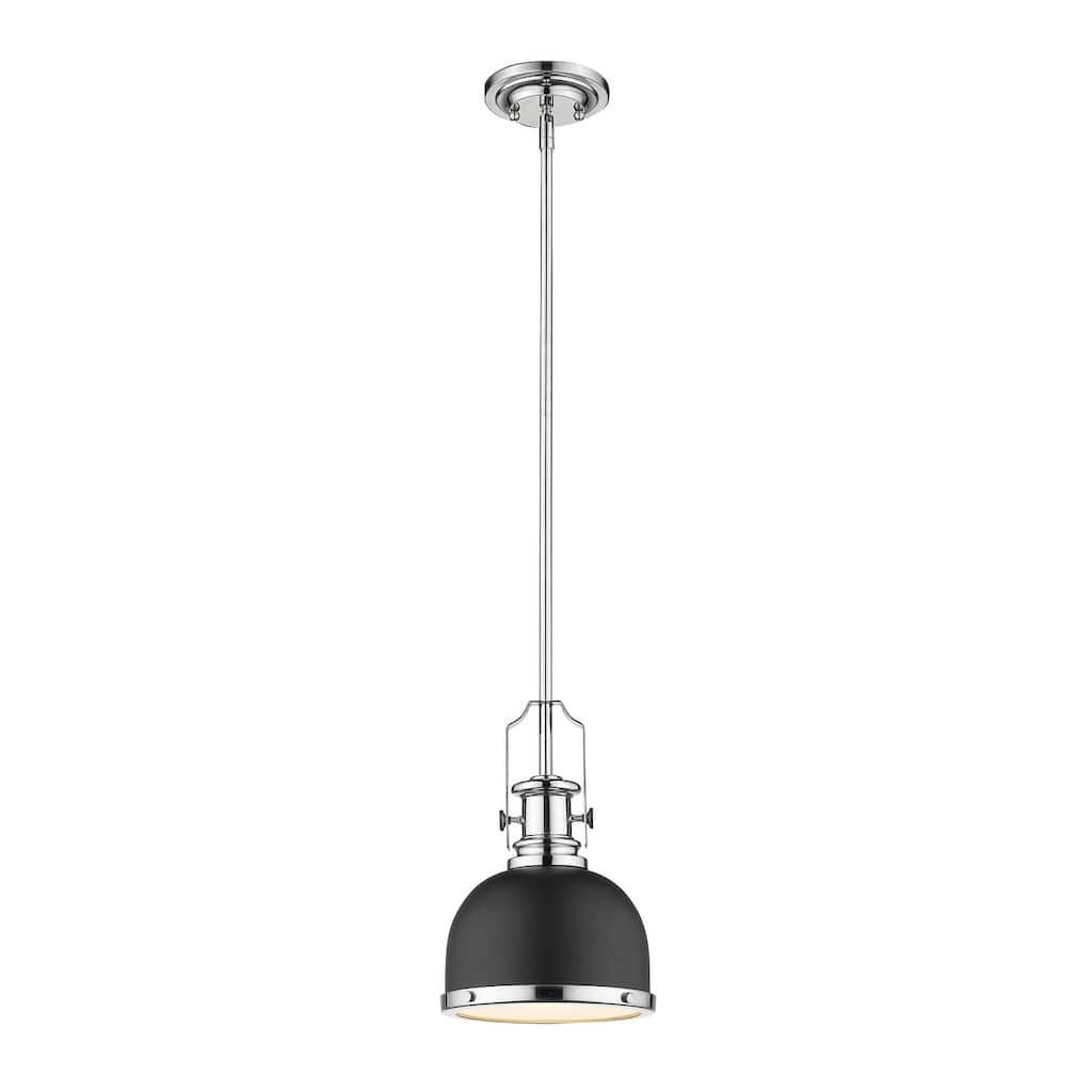 Melange 1 Light Mini Pendant in Matte Black + Chrome