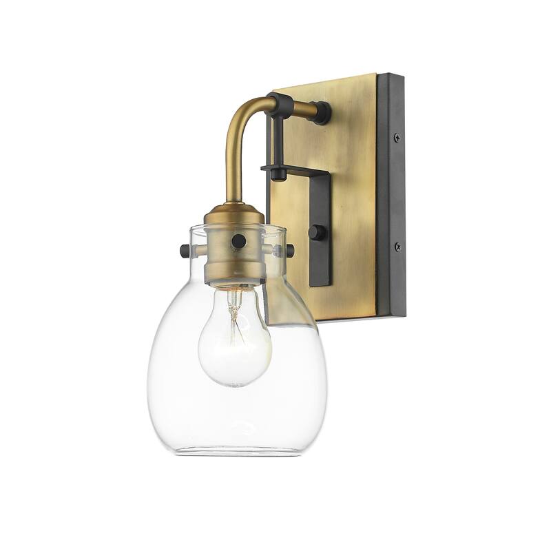 Kraken 1 Light Wall Sconce in Matte Black + Olde Brass
