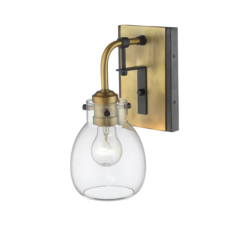Kraken 1 Light Wall Sconce in Matte Black + Olde Brass