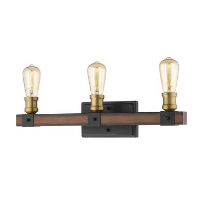 Kirkland 3 Light Vanity in Rustic Mahogany