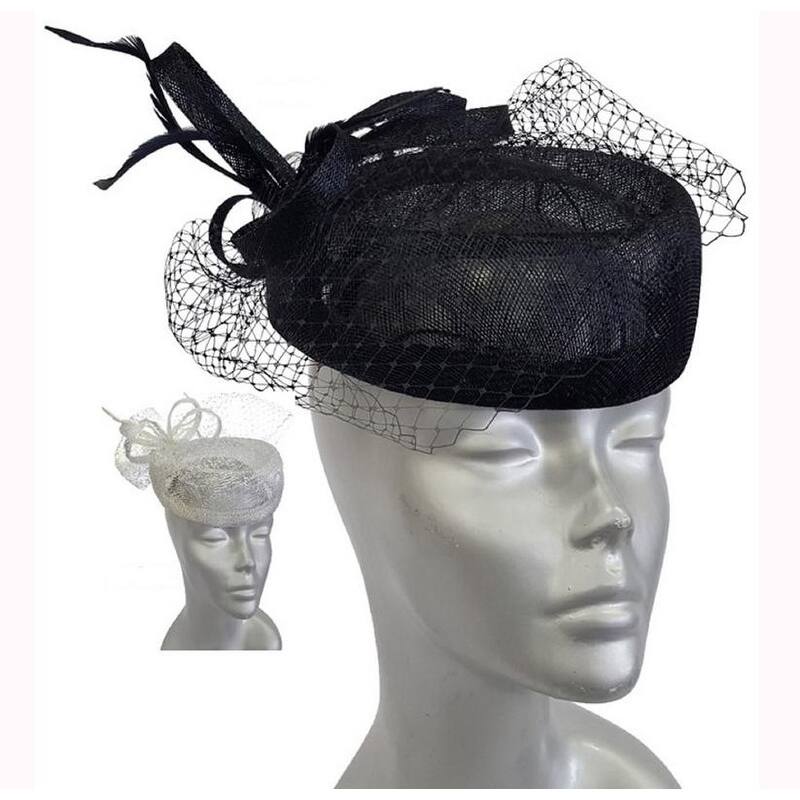 Women's lightweight designer special occasion straw pillbox hat