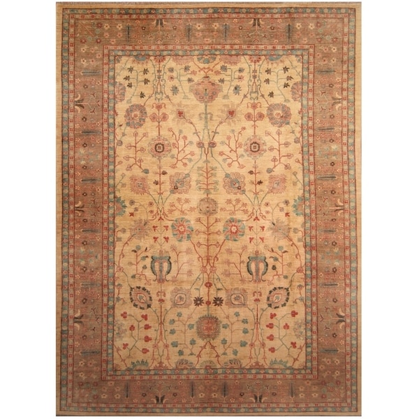 Handmade Vegetable Dye Oushak Wool Rug (Afghanistan) - 10' x 13'7