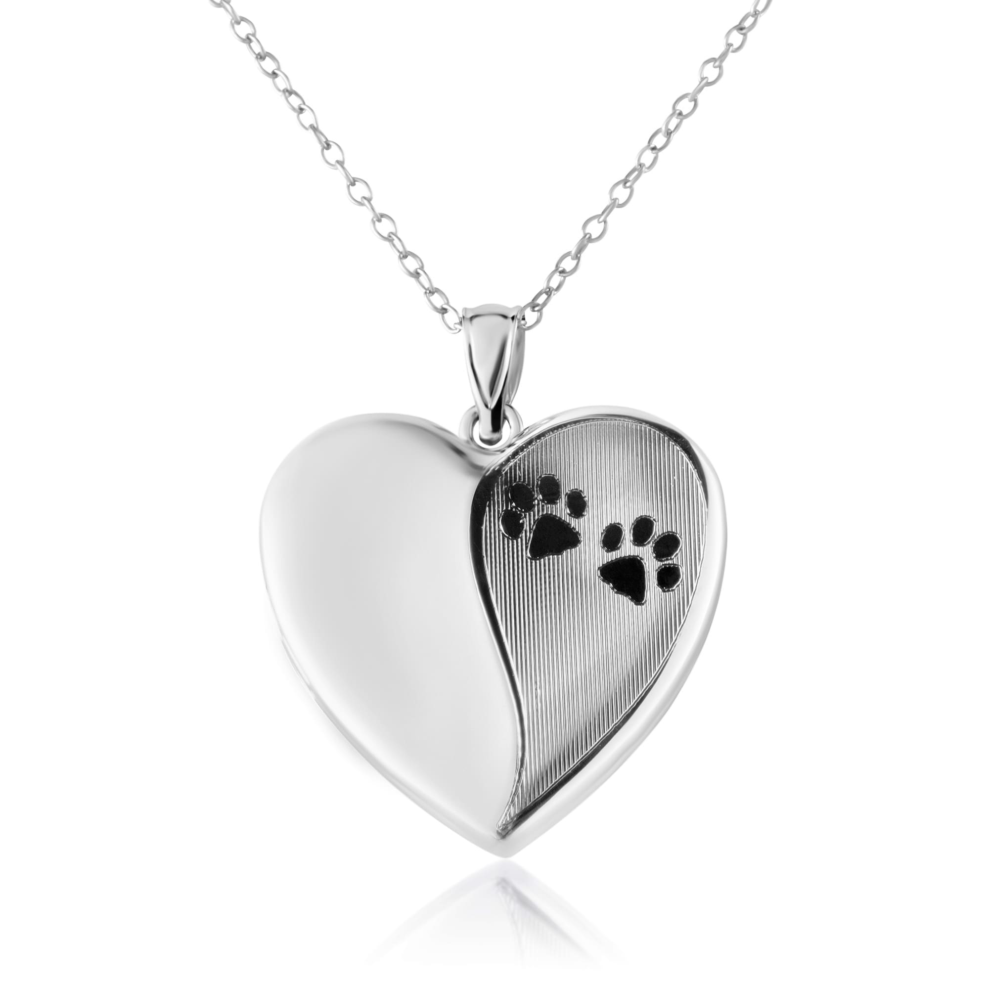 Fashion Pet Lover Dog Cat Paw Print Pendant Love Heart Necklace Chain