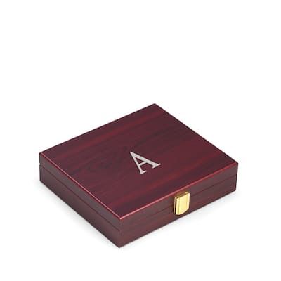 Single Initial Poker Set in Wood Box