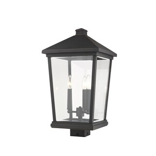 Beacon 3 Light Outdoor Post Mount Fixture in Oil Rubbed Bronze - Brown