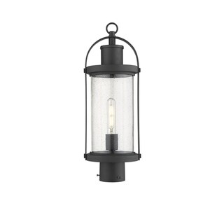 Roundhouse 1 Light Outdoor Post Mount Fixture in Black