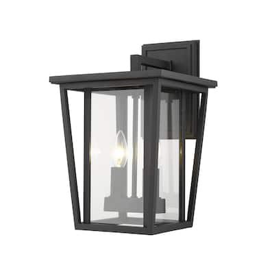 Seoul 2 Light Outdoor Wall Sconce in Black