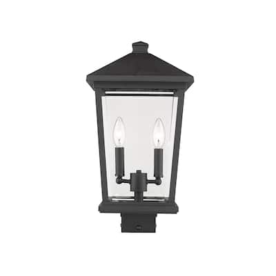 Beacon 2 Light Outdoor Post Mount Fixture in Black