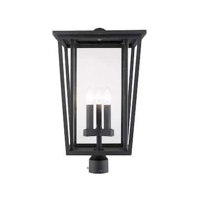 Seoul 3 Light Outdoor Post Mount Fixture in Black