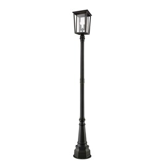 Seoul 2 Light Outdoor Post Mounted Fixture in Oil Rubbed Bronze - Brown