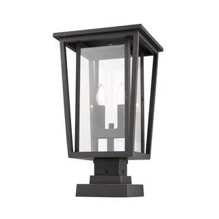Seoul 2 Light Outdoor Pier Mounted Fixture in Oil Rubbed Bronze - Brown