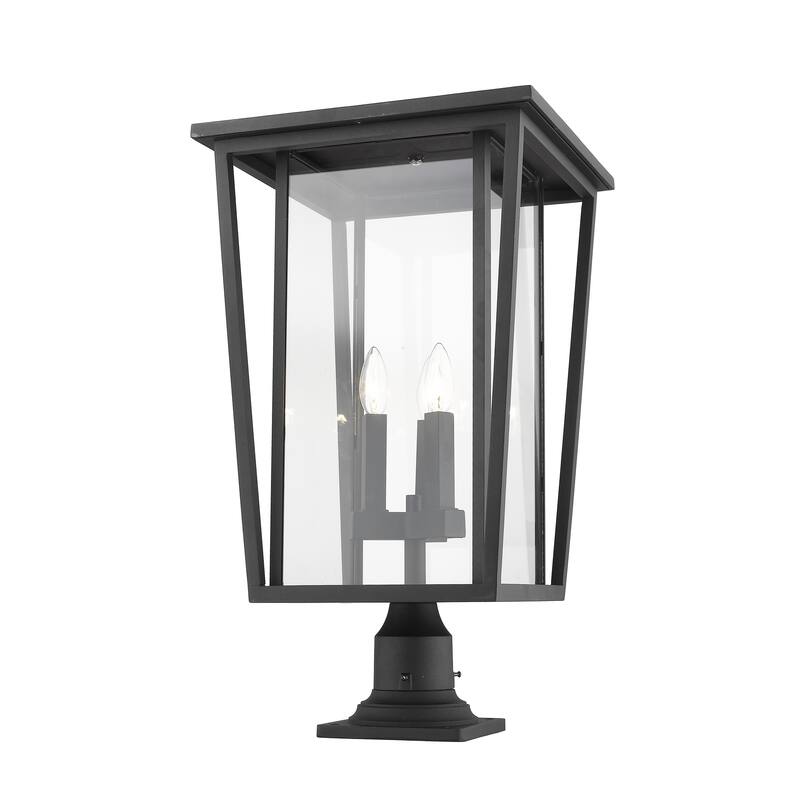 Seoul 3 Light Outdoor Pier Mounted Fixture in Black