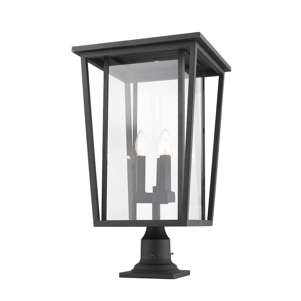 Seoul 3 Light Outdoor Pier Mounted Fixture in Black