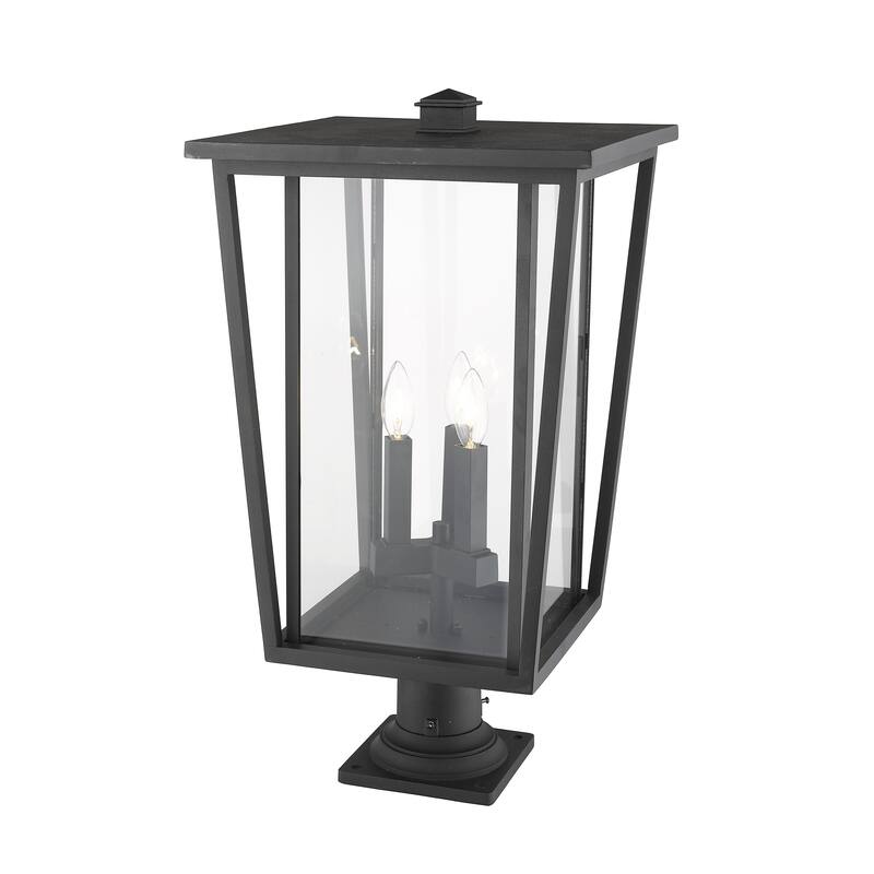 Seoul 3 Light Outdoor Pier Mounted Fixture in Black